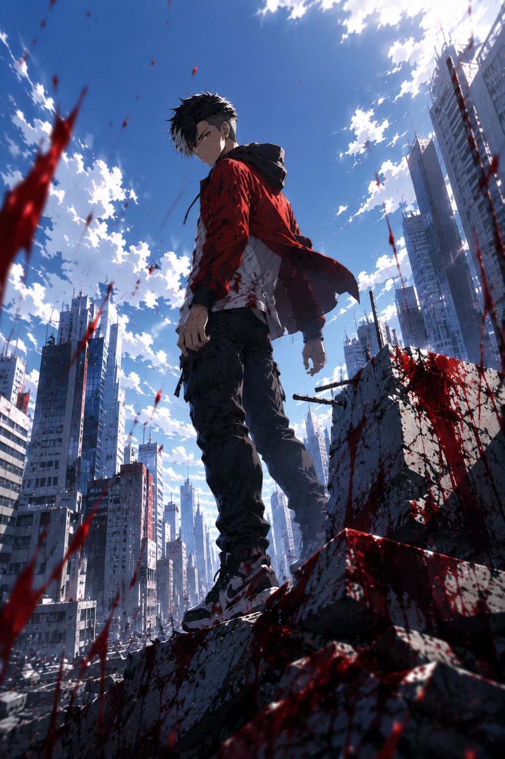 Kenji overlooking the city in Kaijin Hunter